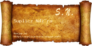 Suplicz Nóra névjegykártya