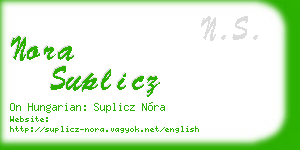 nora suplicz business card