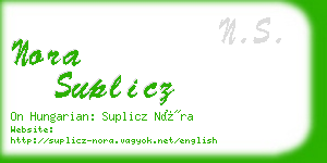 nora suplicz business card